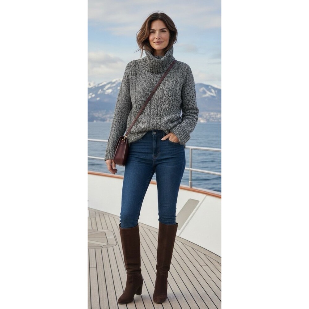 LL Bean womens NEW 100% cotton cable knit long sleeve sweater Large Regular
